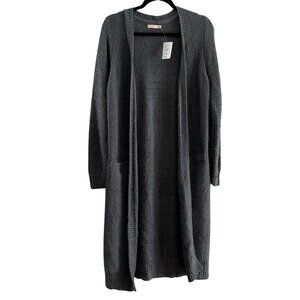 Room 34 Women M Gray Alpaca Blend Knit Open Front Duster Eyelash Cardigan NWT